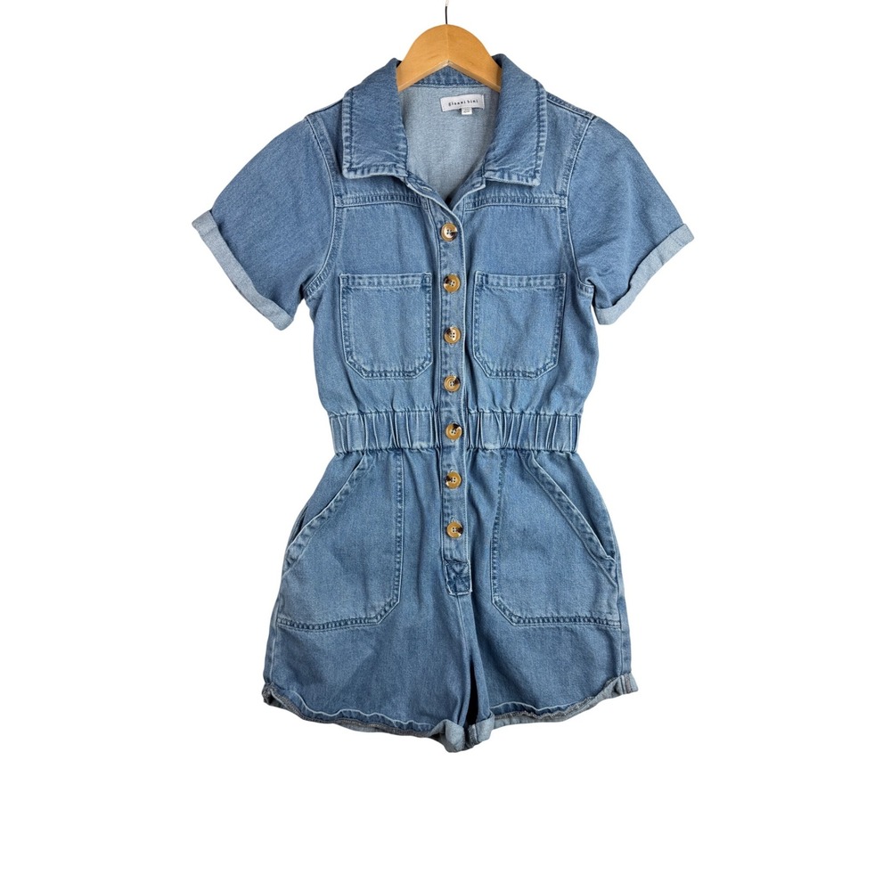 Gianni Bini Denim Utility Romper Short Set size XS Blueβ